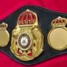 WBA Super Lion championship belt replica, front view showing the center plate and side plates