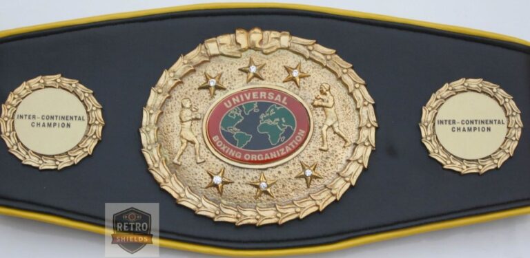 Custom boxing championship belt design 12, an intercontinental champion belt with round gold plates