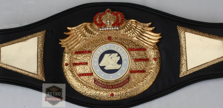 Custom boxing championship belt design 15, a European champion belt with a black strap