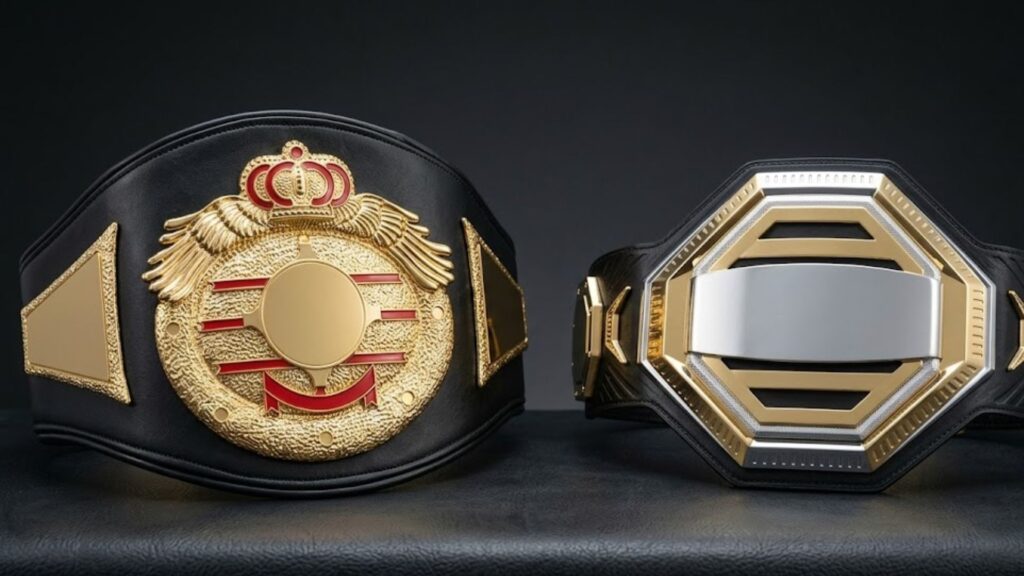 Side by side comparison for the UFC belt vs boxing belt design