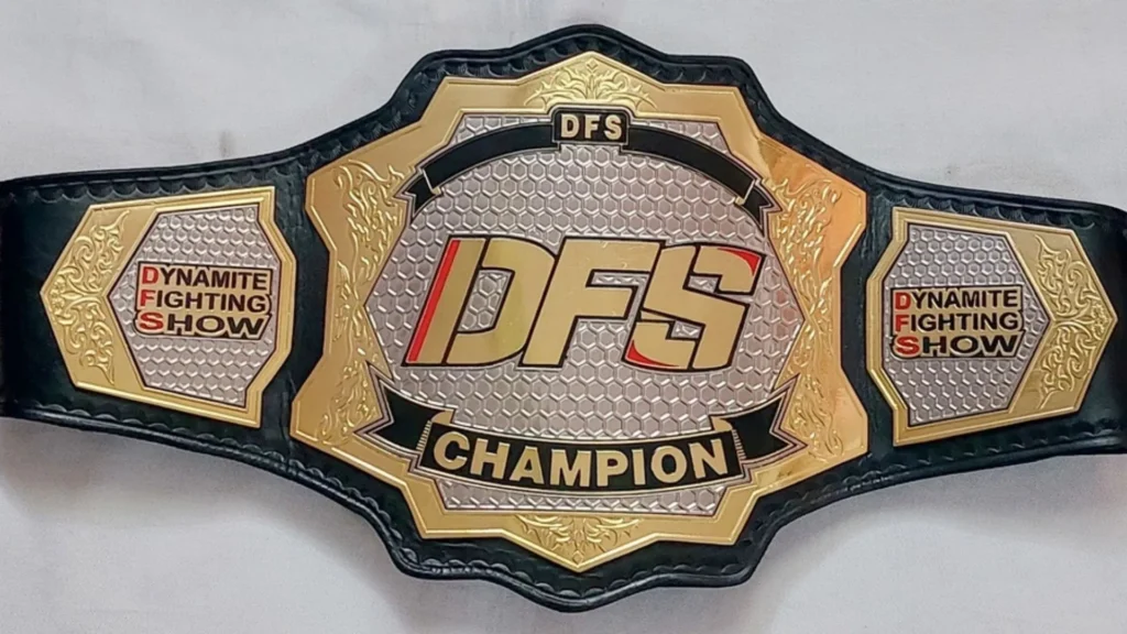 Close up of a diamond set championship belt plate similar to the WWE Crown Jewel Championship