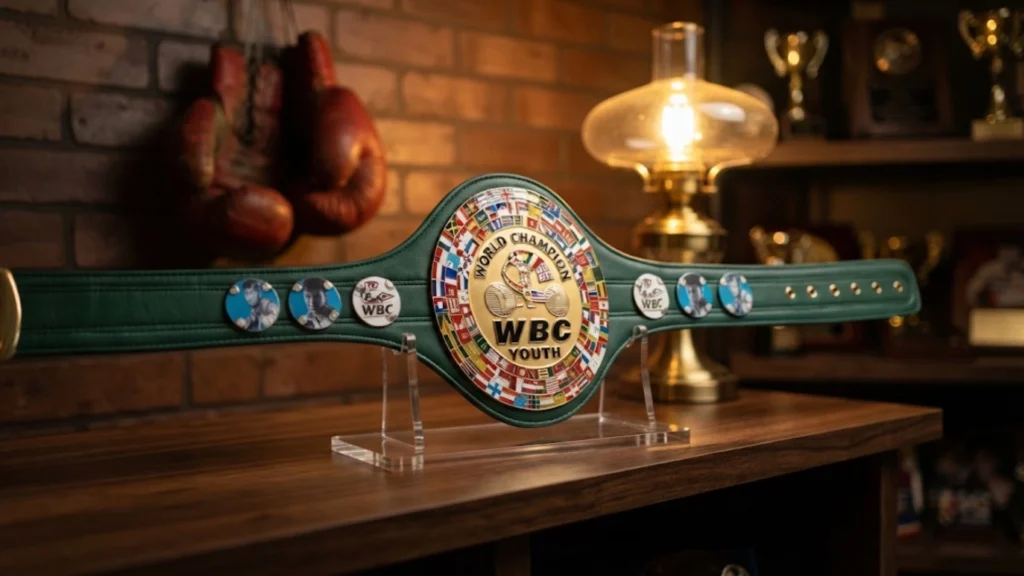 Custom Katie Taylor inspired tribute championship belt handmade by Retro Shields in Sialkot