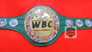 Retro Shields WBC replica belt with gold colored plates and glass stones